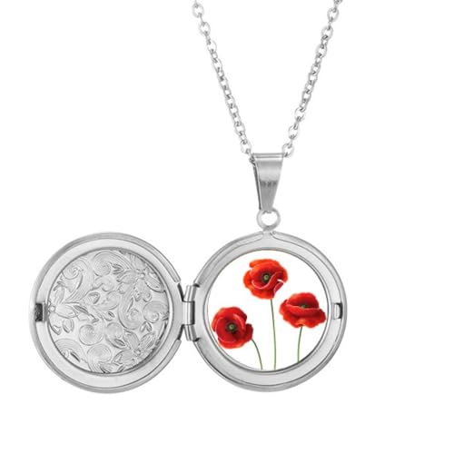 Médaillon fleurs rouges peinture artistique : fini les bijoux ternes et sans âme
