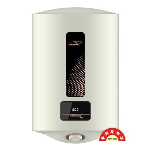 V-Guard Victo Plus DG Water Geyser 15 Litre | In-built Safe Shock Module | Stylish Digital Display | 5 Star Rating Energy Efficiency with Advanced Multi-layered Safety Features | White-Black
