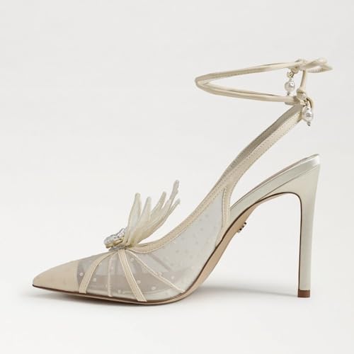 Sam Edelman Aura Pearl Ivory Tie Up Pointed Toe Stiletto Heeled Dress Sandals4