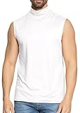 STRETCH IS COMFORT Men's Mock Neck Sleeveless White Medium