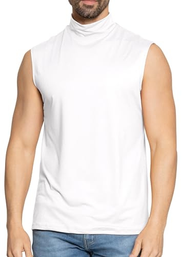 STRETCH IS COMFORT Men’s Oh So Soft Luxe Mock Neck Turtleneck Sleeveless and Short Sleeve Shirt Casual Pullover Top | S-5X