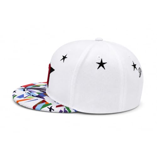 Image of VRITRAZ Comfortable Polyester 3D Printed Hip Hop Cap for Men & Women | Adjustable Snapback Closure Flat Brim Baseball Hat | Lightweight Urban Streetwear Headwear for Dance, Skateboarding, Gym, Sports