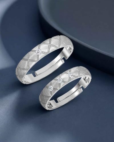 Image of Clara 925 Sterling Silver Adjustable Couple Ring for Men & Women