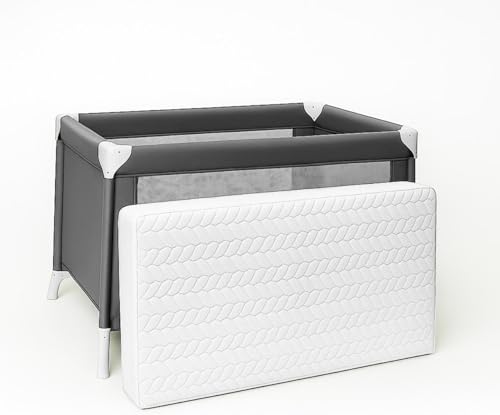 Royale Linens Baby Travel Cot Bed Mattress 95 x 65 x 5cm for Toddler Bed Extra Thick Nursery Foam with Breathable Removable Cover for Baby & Toddlers Mattress for Cots