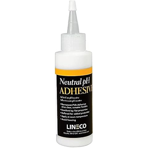 LINECO Neutral pH Adhesive, 4 Oz, Acid-Free, All-purpose Glue, Dries Clear and Remains Flexible, Used for Bookbinding and Book Repair, Framing, Collages, Paper Art and Crafts Cover