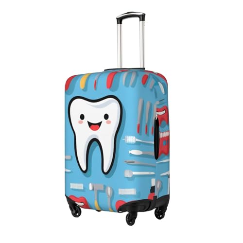 Travel Luggage Cover, High Elasticity Zipper Closure Luggage Suitcase Protector, Anti-Scratch Luggage Case Bag - Fits 19-32 inch Luggages (Teeth Dental Blue)2
