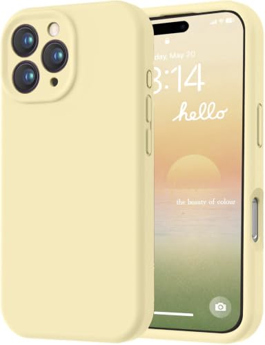 Image of LOVE 3000 Designed for iPhone 16 Pro Max Case, Premium Silicone with [Soft Anti-Scratch Microfiber Lining] Shockproof Protective Phone Case for Men Women Girls 6.9 inch, Creamy Yellow