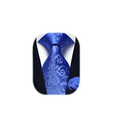 Image of HISDERN Ties for Men Paisley Floral Tie Handkerchief Classic Woven Business Formal Necktie and Pocket Square Set Wedding