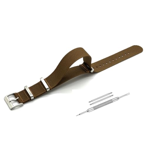 Image of Lineon 20mm & 22mm Stainless Steel 304 Buckle & loop Nylon Vintage Style NATO Watch Strap ONE WAY NATO Nylon STRAP Imported Quality With Pins and Pin Remover Tool (Include)