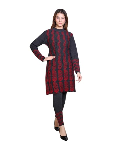 Image of Grand Line Women's Acrylic Woolen Winter Wear Warm Kurta with Palazzo Set