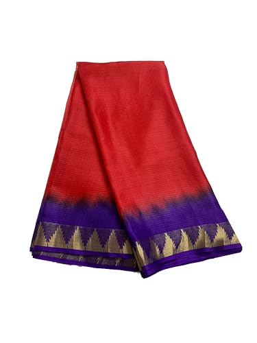 Image of Women's Bhagalpuri Pure Kota Doria Silk Net Saree With Temple Zari Border and Running Blouse Piece