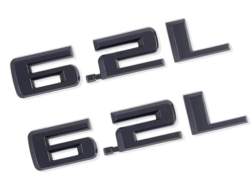 Image of Hood Body Style Emblems 3D Badge Decals Fits for 2019-2021 6.2L 2pcs (Matte Black)