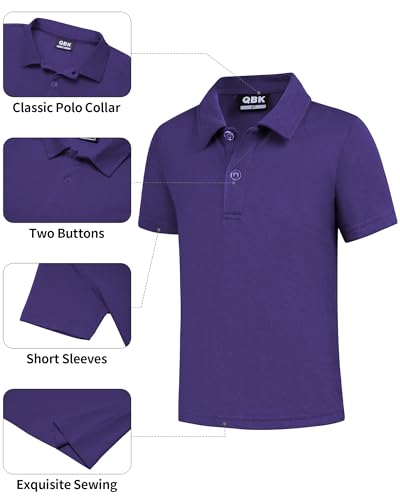QBK Toddler to Youth Boys' School Uniform Pique Polo Kids Short Sleeve Collared Golf Shirt3
