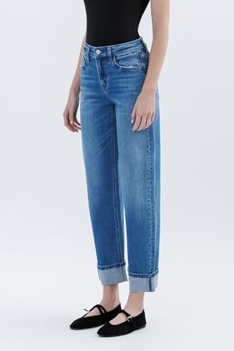 VERVET High Rise Cuff Barrel Leg Jeans T66174