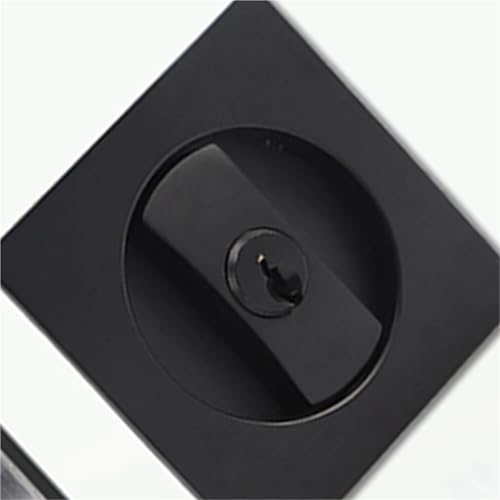 Cerradura para puerta corrediza 2 piezas, cerradura de bolsillo negra con llaves, hardware antirobo, privacidad contemporánea con diseño cuadrado miniatura 2