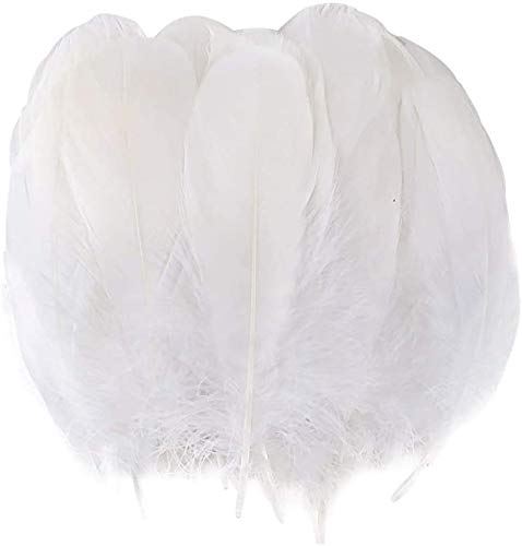 Coceca 150pcs 5-7 Inches White Feathers Natural Large Goose Feathers for Arts Crafts Clothing
