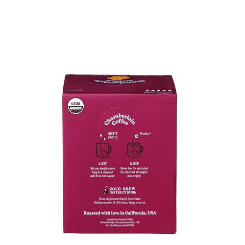 Chamberlain Coffee Fancy Mouse Blend Cold Brew Singles - Dark Roast Organic Coffee Single Serve Bags with Notes of Creamy Dark Chocolate & Sweet Caramel - 10 Single Serve Cold Brew Sachets