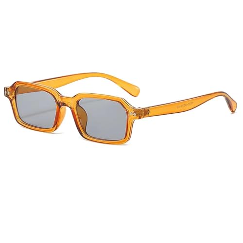 Lunettes de soleil rectangulaires marron-gris petite monture rétro chic