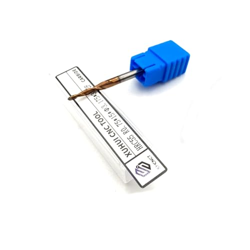 Image of HRC55 2Flutes Tungsten Solid Carbide Tapered Ball Nose Carving End Mill 1 /8 inch inches Shank 2D 3D Woodworking Tool CNC Router Bits CNC end Mill with TiAIN (4pcs, Radius=0.75mm)
