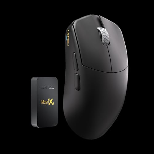 Image of Lamzu Maya X Wireless Gaming Mouse, Ultra Lightweight 47g, Optical Switch, Maximum 30000 DPI, Symmetrical, MCU Nordic 52840, Silver TTC Encoder, PAW3950 Sensor(Larger Maya) (Black)
