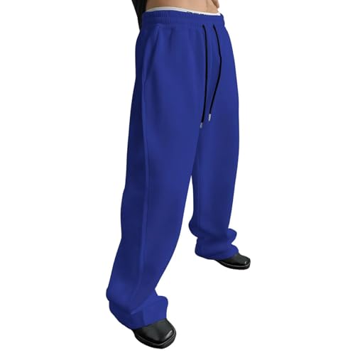 Sweatpants for Men Baggy Wide Leg Drawstring Sweat Pants with Pockets Big and Tall Loose Casual Y2K Streetwear