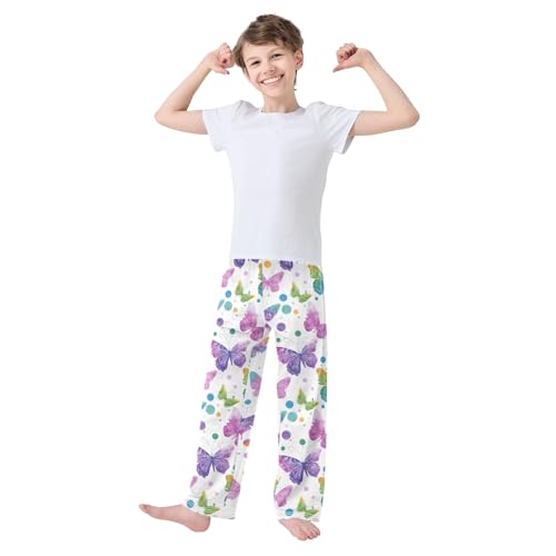 Pajama Pants Lounge Sleep PJ Bottoms Sleepwear Elastic Waist Drawstring S Dreamy Butterfly Polka Dot3