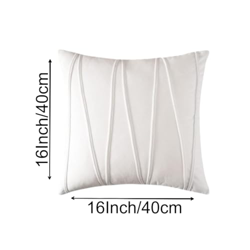 Image of Amazon Brand - Umi Decorative Striped Throw Pillow Covers 16 X 16 Inch,Soft Solid Velvet Pillow Covers Cushion Case with Zigzag Pattern for Sofa Bedroom 40 X 40 Cm (Pack of 5) White