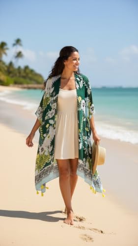 Image of Spicy Sandia Women's Oversized Boho Kimonos Lightweight Summer Cardigans | Cover ups for Beach Pool Swimwear, Vacation Outfits, Resort Wear, Country Concert Outfits, Hippie Clothes