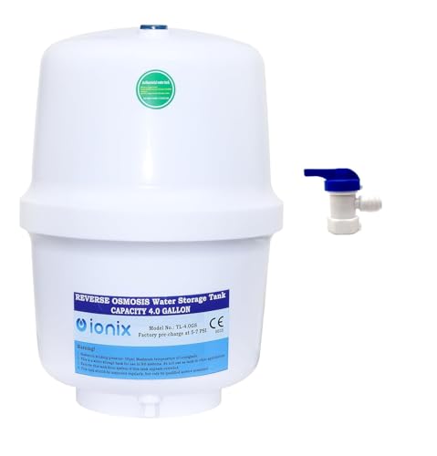 Image of IONIX Ro pressure tank with tank valve, RO Pre-Pressurized Water Storage Tank | Ro Pressure Tank with 4 Gallon Capacity