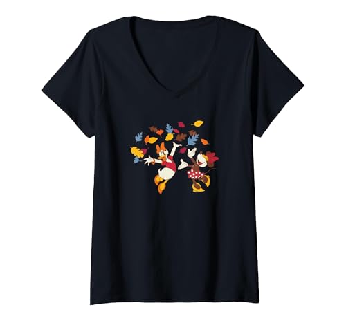 T-shirt col V Disney idée cadeau femme motif Minnie et Daisy Thanksgiving