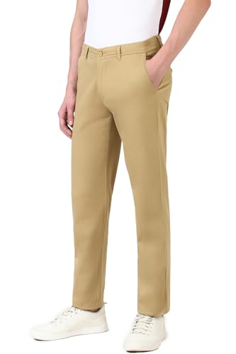 Image of Peter England Men's Straight Fit Mid Rise Chino Casual Trouser with Premium Dobby