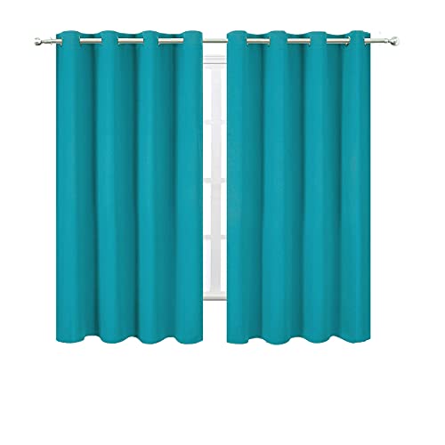 Image of LEMOMO Teal /Turquoise Kids Blackout Bedroom Curtains /52 x 63 Inch /Set of 2 Panels Thermal Insulated Living Room Curtains