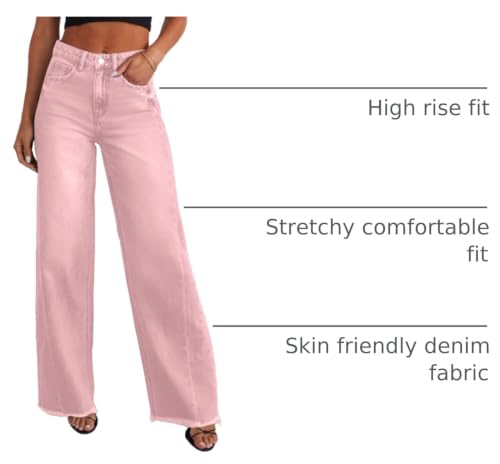 Image of PRETTYGARDEN Women's Wide Leg Jeans Raw Hem Denim Pants