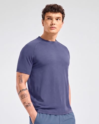 Image of Wellbi Bamboo Performance T-Shirt for Men | Raglan Sleeve Gym Training Sportswear | Quick Dry Moisture Wicking Anti-Bacterial | Ultra-Soft Breathable Eco-Friendly Activewear