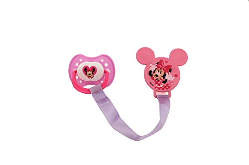 Image of Disney Cudlie Minnie Mouse Baby Girl 4 Pack of 2 Pacifiers & 2 Clips with Hearts for Min Print