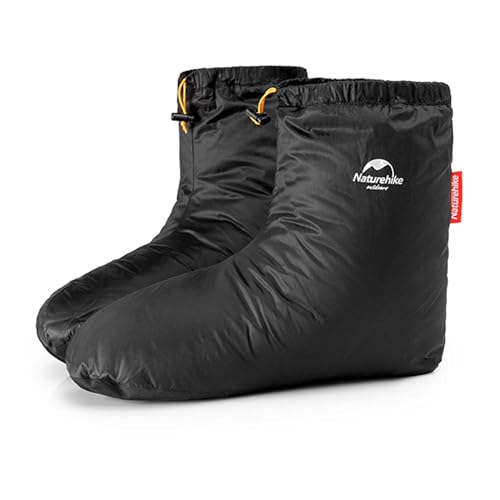 windhike Naturehike Foot Sleeve Ultralight Duck Down Anti-Slip Waterproof Sleeping Boots Socks Winter Slippers Warmers for Camping, Backpacking,Outdoor,for Women Men (Black-L)