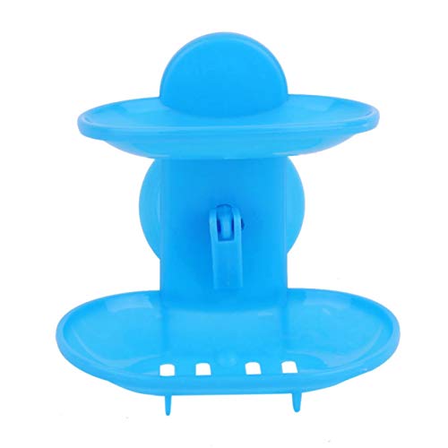 Hot Wander Creative Double Couches Boîte à Savon Salle De Bains Porte-Savon Porte-Ventouse Conteneur Drain et Trace Sucker; Bleu; BCVBFGCXVB