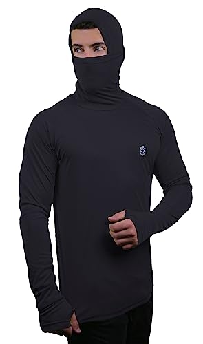 Camiseta Skube Com Máscara e Capuz Proteção UV 50+ Dry Fit Segunda Pele Térmica Tecido Termodry Mang