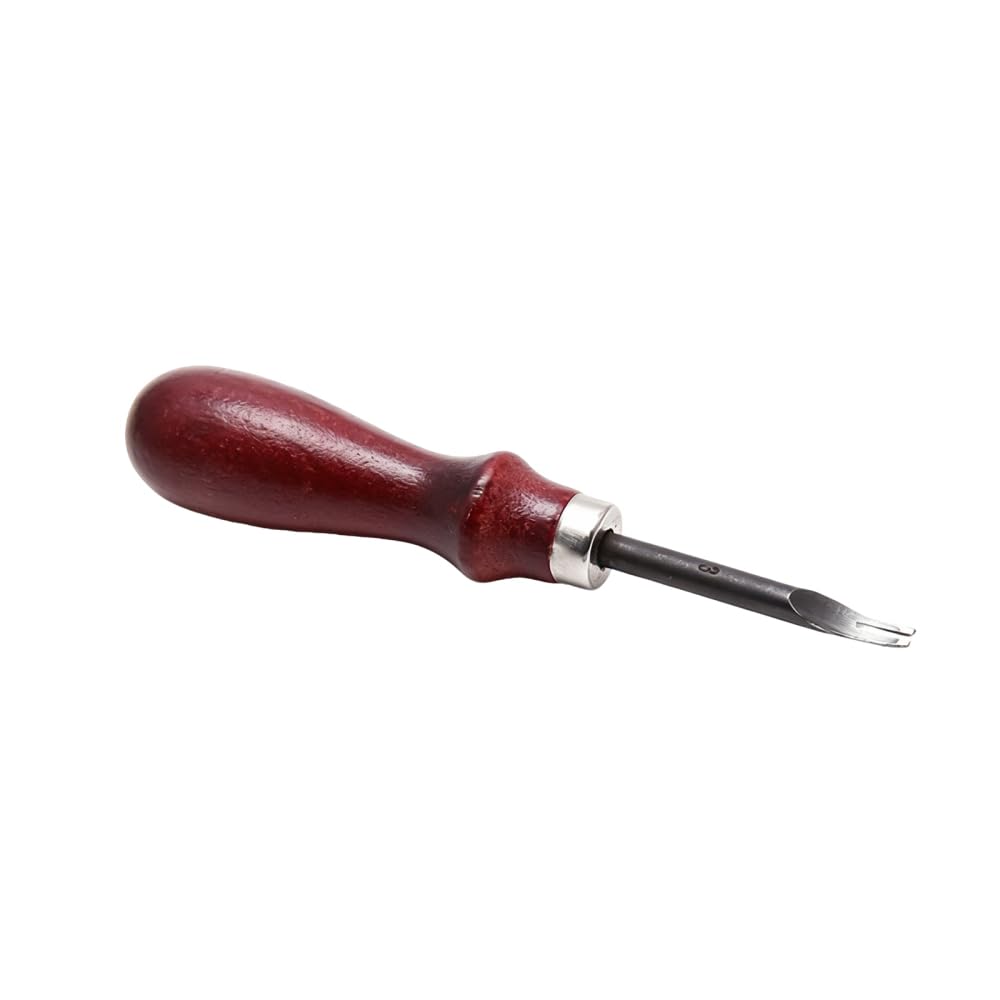 Leather Edge Beveler Tool, Sturdy Carbon Steel DIY Leathercraft Edge Trimming Tool with Red Wooden Handle for Leatherworking DIY Projects