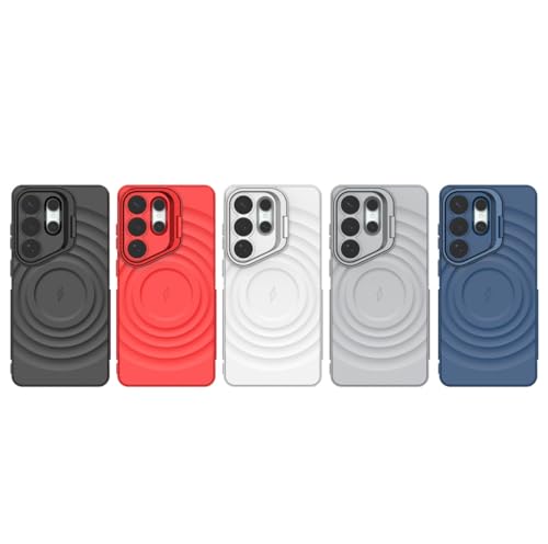 Image of LuxuryKase Shockproof Case for Samsung Galaxy S26 Ultra | Ripple Pattern | Camera Protection | Inner Velvet Fabric Lining | Protective Cover with Enhanced Grip & Wireless Charging Support - Red