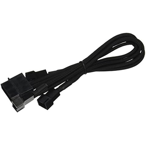 BITFENIX 20cm Molex to 3x 3-Pin Adapter - Sleeved Black/Black Cover