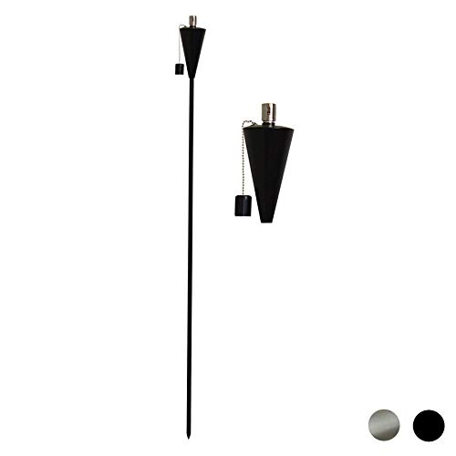 Harbour Housewares Garden Fire Torch - Oil/Paraffin Black Lantern - 1460mm Triangle Design