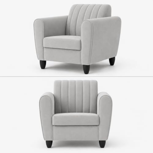 Image of MS Luxury FURNITRE Premium Luster 3-1-1 Sofa Set | 3 Seater | 5 Seater | Velvet Suede Fabric | 7 Colours with Sollid fibare Legs & 4 Cushion Free. (Grey, 3+1+1)
