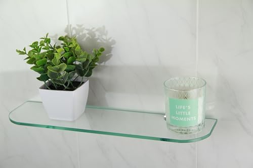BSM Marketing 6mm dikke gehard zwart glas planken met grote chroom afwerking plank ondersteunt 2 grootte opties 400mm door 150mm en 500mm bij 100mm (400mm x 150mm
