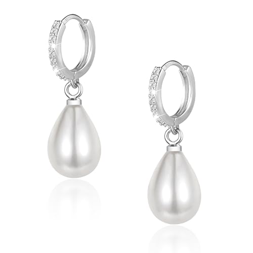ASH'S CHOICE Boucles Doreilles Pendantes Femme en Argent Creole 925 Avec Perles