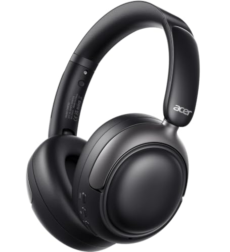 Acer OHR703 Adaptive Noise Cancelling Bluetooth Headphones, Over Ear, Black