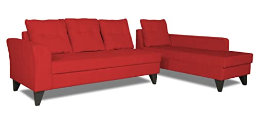 Image of Adorn India Maddox Tufted L Shape 6 Seater Sofa Set RHS (Red) (3 Year Warranty)