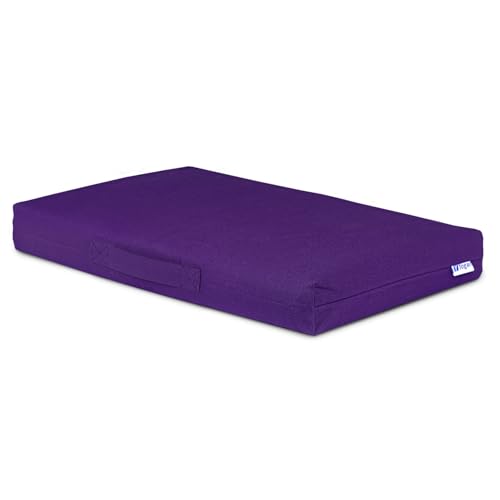 Yogan Kneeling Pad/Head Cushion (2) for Yoga/Pilates/Gardening/Work | Organic Cotton Outer Cover (Removable & Washable) | Inner Cover with Recycled Fiber Filling | 43x27x5cm (Royal Purple)