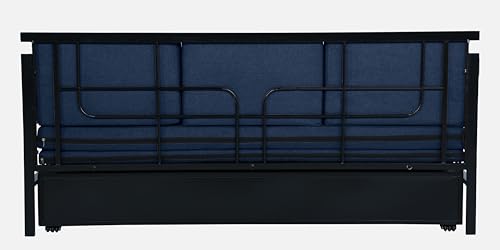 Image of 3 Seater Metal Sofa Cum Bed with Hydraulic Storage | Sofa Set for, Living Room, Bedroom, Guest Room| Single Size Convertible Sofa Bed |Single Size (Navy Blue & Black)