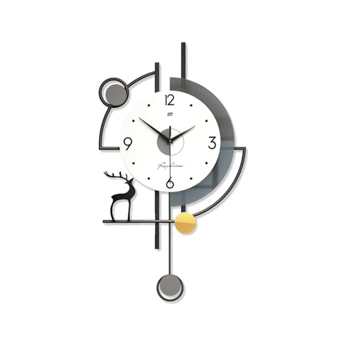 Ergocar Reloj de pared, vintage grande, decorativo, con péndulo, silencioso, moderno, de metal, para sala de estar, dormitorio, estudio, oficina